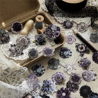Handmade Beaded Flower Series Sticker featuring flower designs for journaling, scrapbooking and collage
