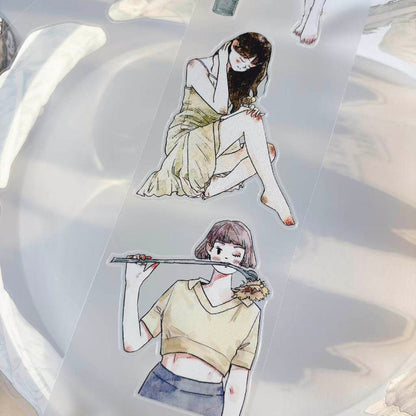 Whole Roll 5.5cm*10m Solitary Living Period Die Cutting Washi/PET/Fog PET Tape for journaling, scrapbooking and collage