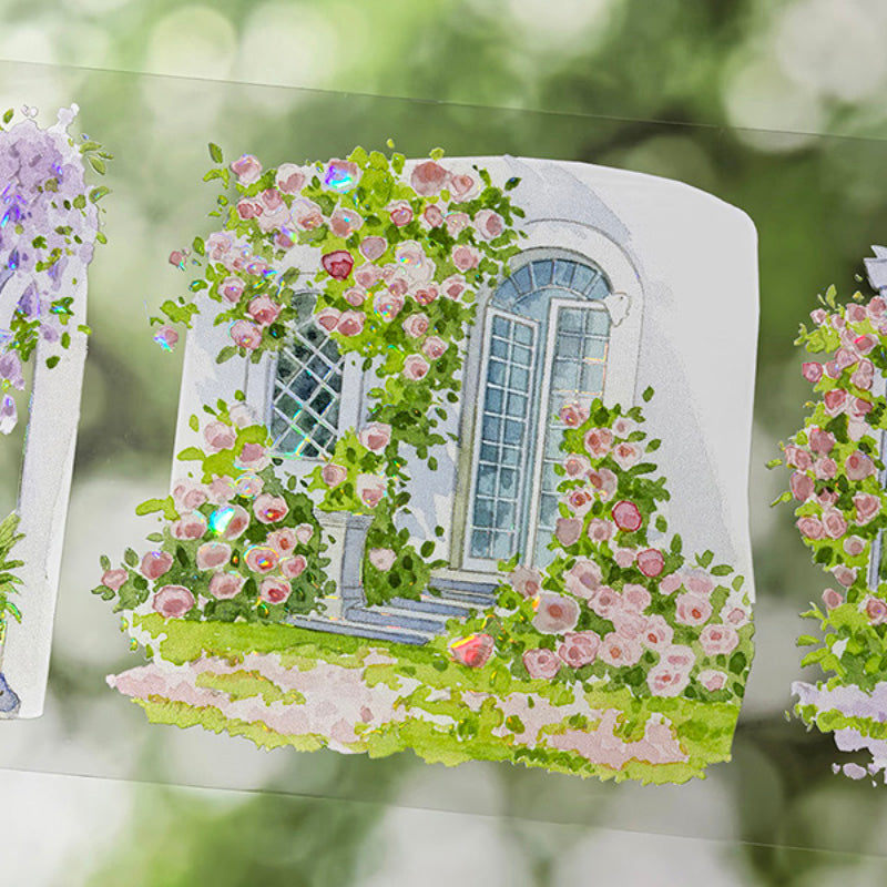 7cm*100cm Springtime Small Garden Shell Light PET Tape featuring garden, spring, and light designs for journaling, scrapbooking and collage