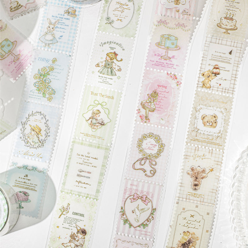 Fairy Tale Town Series Die Cutting Gold Stamping Sulfuric Acid Paper Tape featuring fairy, tale, and old designs for journaling, scrapbooking and collage