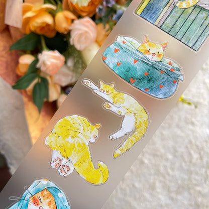 6cm*333cm Cat Home Die Cutting Washi/PET/Fog PET Tape featuring cat, and home designs for journaling, scrapbooking and collage