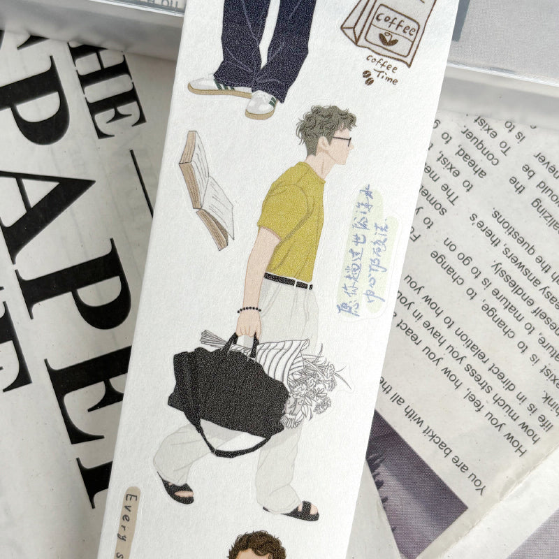 Whole Roll 5cm*5m Strolling along Die Cutting Washi/PET/Fog PET Tape for journaling, scrapbooking and collage