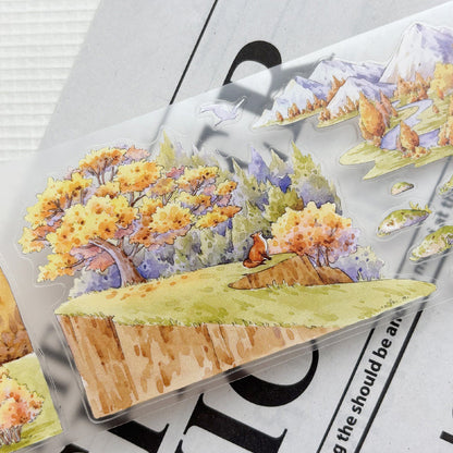 Whole Roll 6.5cm*5m In the forest area Die Cutting Washi/PET/Fog PET Tape featuring forest designs for journaling, scrapbooking and collage