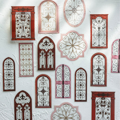 Ironwork Stained Window Series Sticker featuring wind designs for journaling, scrapbooking and collage