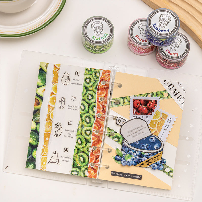 Fruit Canned Food Series Washi Tape featuring fruit designs for journaling, scrapbooking and collage