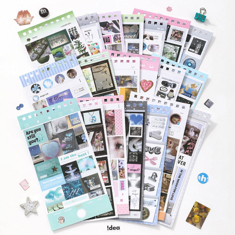 Fragment Log Series Sticker Book featuring book designs for journaling, scrapbooking and collage