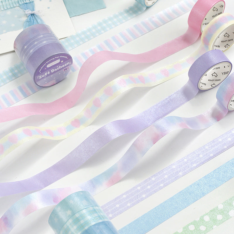 Soft Candy Diary Series Pearly Lustre Washi Tape Set featuring pearl designs for journaling, scrapbooking and collage