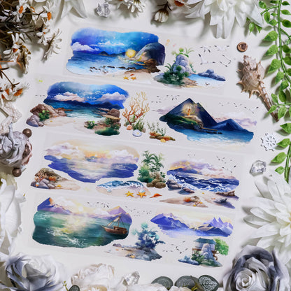 7cm*100cm The Sea at Dusk PET Tape featuring sea designs for journaling, scrapbooking and collage