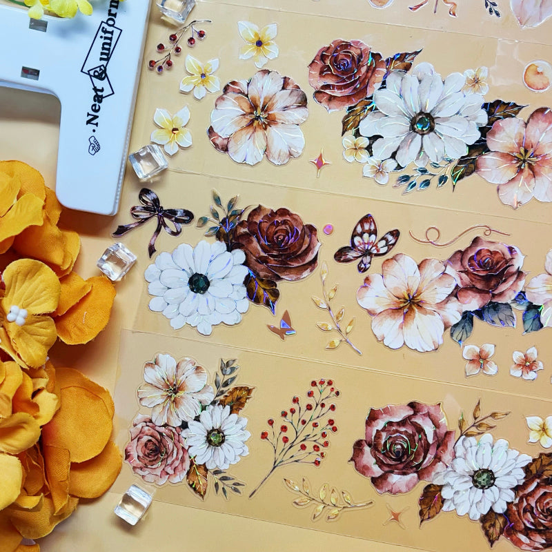 Whole Roll 6cm*5m Li Qiu Shell Light PET Tape featuring light designs for journaling, scrapbooking and collage
