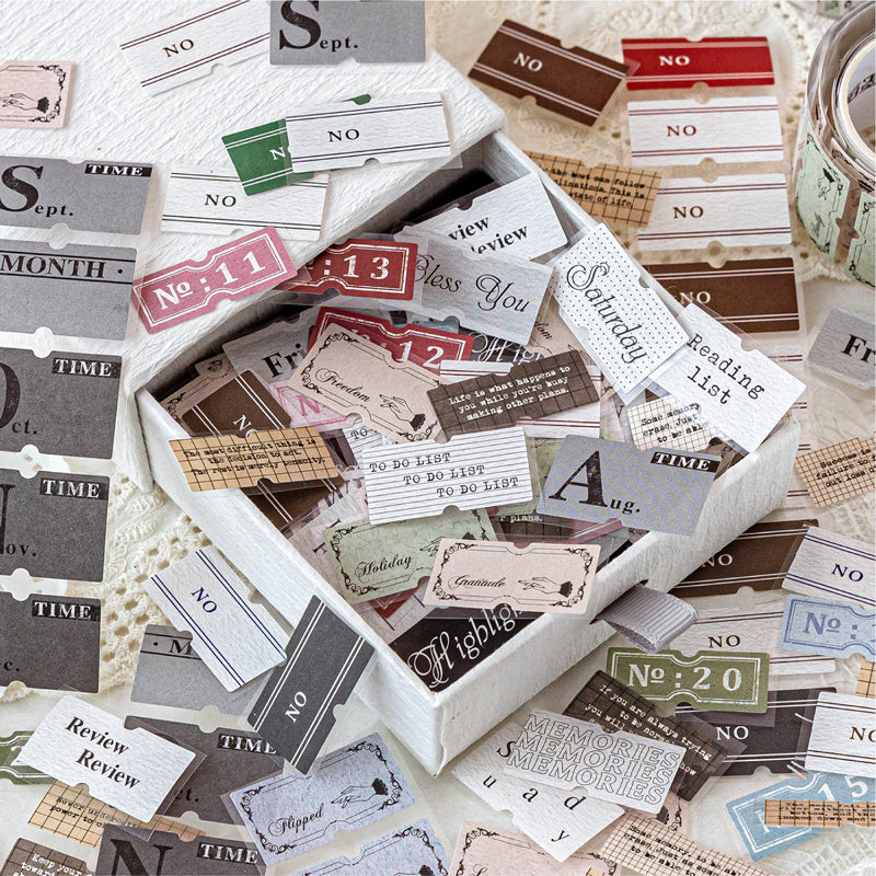 Label Element Series Die Cutting White Kraft Paper Tape featuring white designs for journaling, scrapbooking and collage