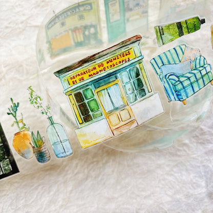 Whole Roll 6cm*5m Greenness Die Cutting Washi/PET/Fog PET Tape featuring green designs for journaling, scrapbooking and collage