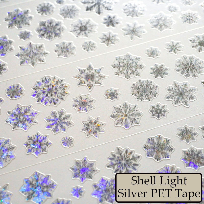 6cm*100cm Aurora Snowflake Die Cutting Shell Light PET Tape