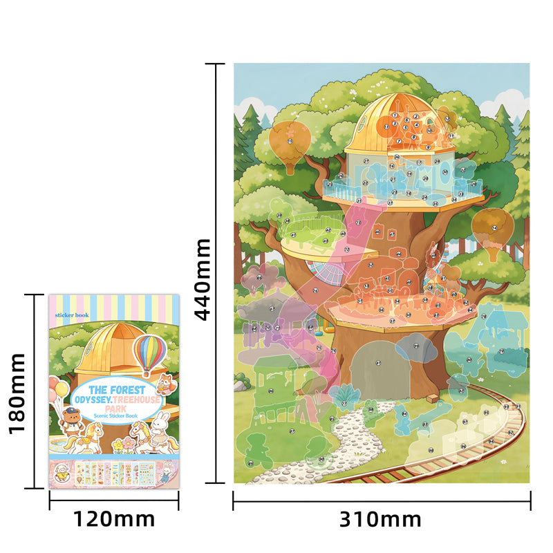 Treehouse Park 3D Sticker featuring house, and tree designs for journaling, scrapbooking and collage