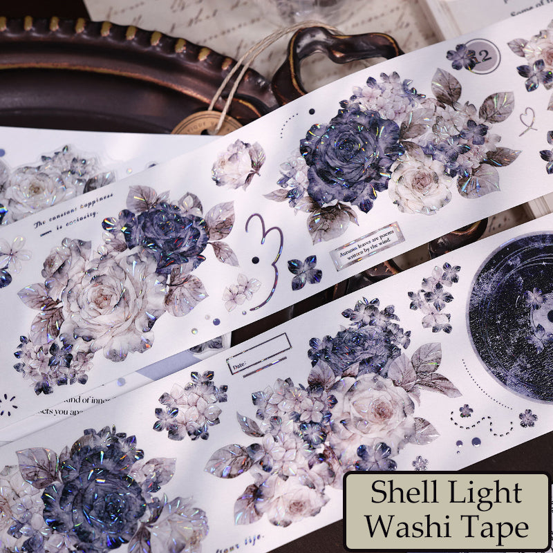 Whole Roll 6cm*5m Cloud Ink Flower Clusters Die Cutting Washi/PET/Shell Light Washi/PET Tape