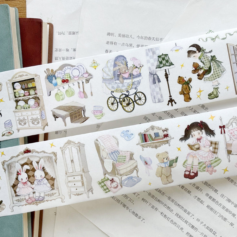 Whole Roll 5.5cm*5.1m Lily's Sweet House Die Cutting Washi/PET Tape featuring sweet, and house designs for journaling, scrapbooking and collage