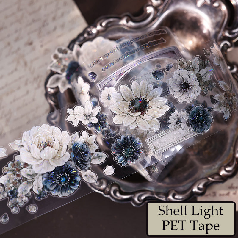 Whole Roll 5.5cm*5m Old Colored Flower Mark Die Cutting Washi/PET/Shell Light Washi/PET Tape