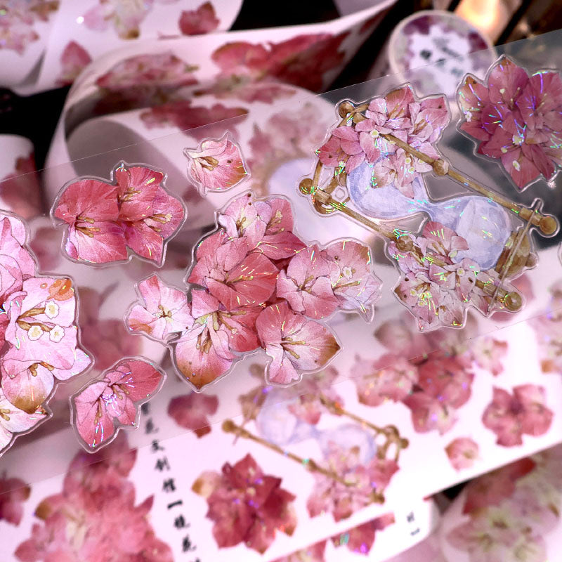 Whole Roll 6cm*5m Flower Mirror Die Cutting Shell Light Washi/PET Tape