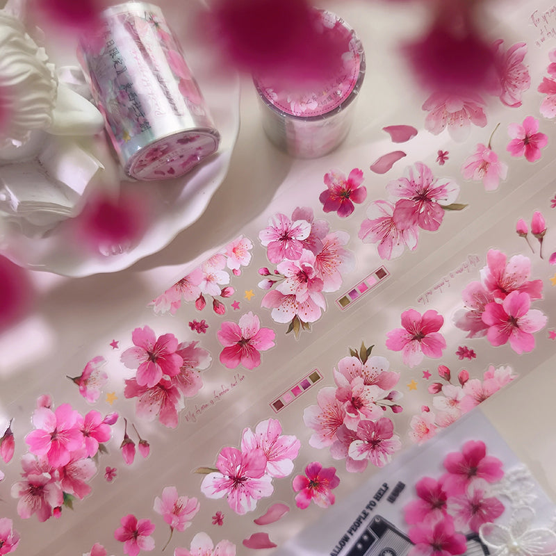 5.5cm*60cm Spring Season Die Cutting PET Tape featuring spring, and sea designs for journaling, scrapbooking and collage