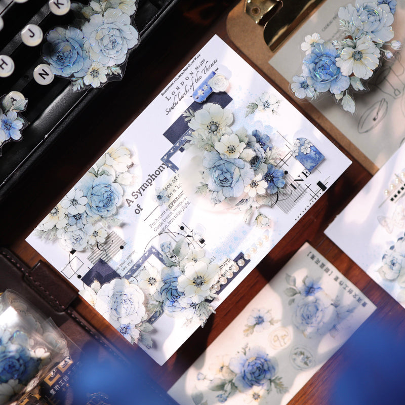 Sweet Blue Flower Die-Cutting Washi Tape - Sample 100cm