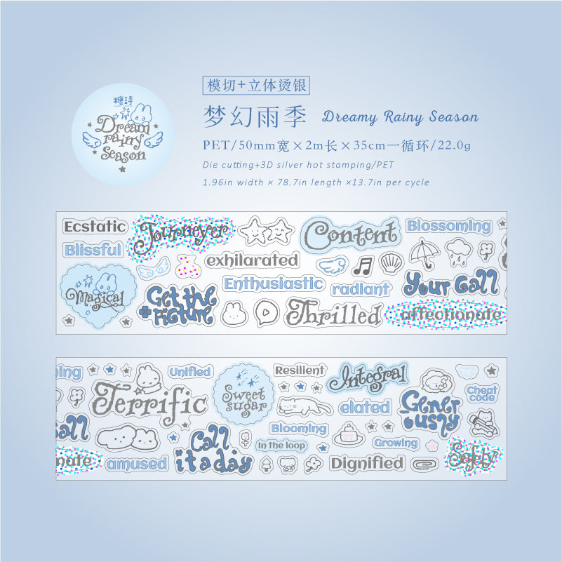 Rolling Characters Series Die Cutting Silver Stamping PET Tape