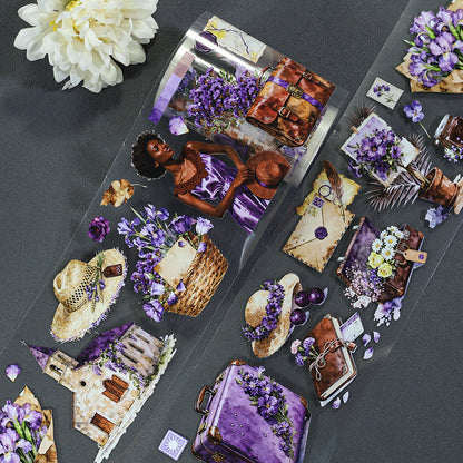 Purple Brown Holiday PET Tape featuring brown designs for journaling, scrapbooking and collage
