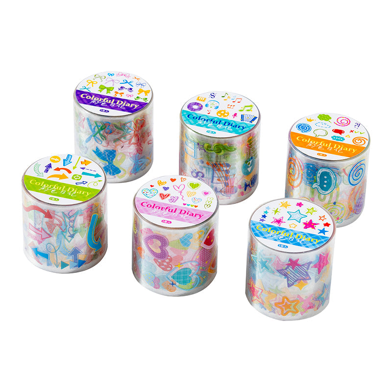 Color Diary Series Die Cutting PET Tape featuring color designs for journaling, scrapbooking and collage