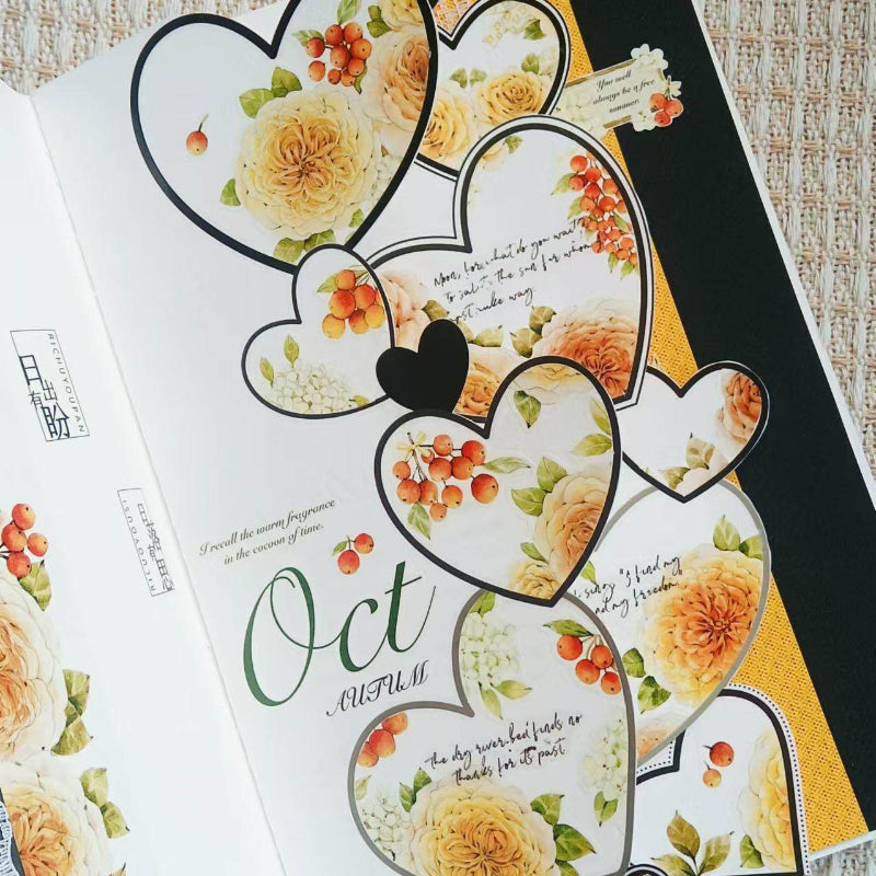 Whole Roll 8cm*6m Black Hidden Peach Heart Die Cutting Synthetic Paper Tape featuring black, and peach designs for journaling, scrapbooking and collage