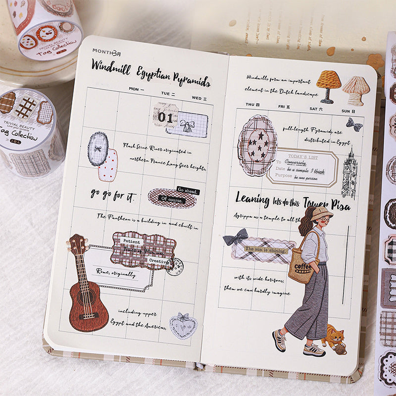 Tag Agglutination Series Die Cutting Writing Paper Tape for journaling, scrapbooking and collage