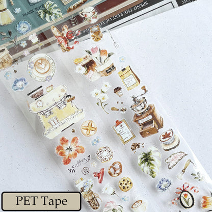 Washi/PET/Film PET dépoli découpé « Coffee Story » 5,5 cm × 104 cm