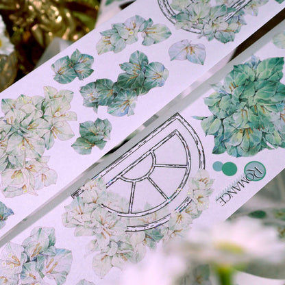 6cm*100cm Flower Architrave Die Cutting Shell Light Washi/PET Tape