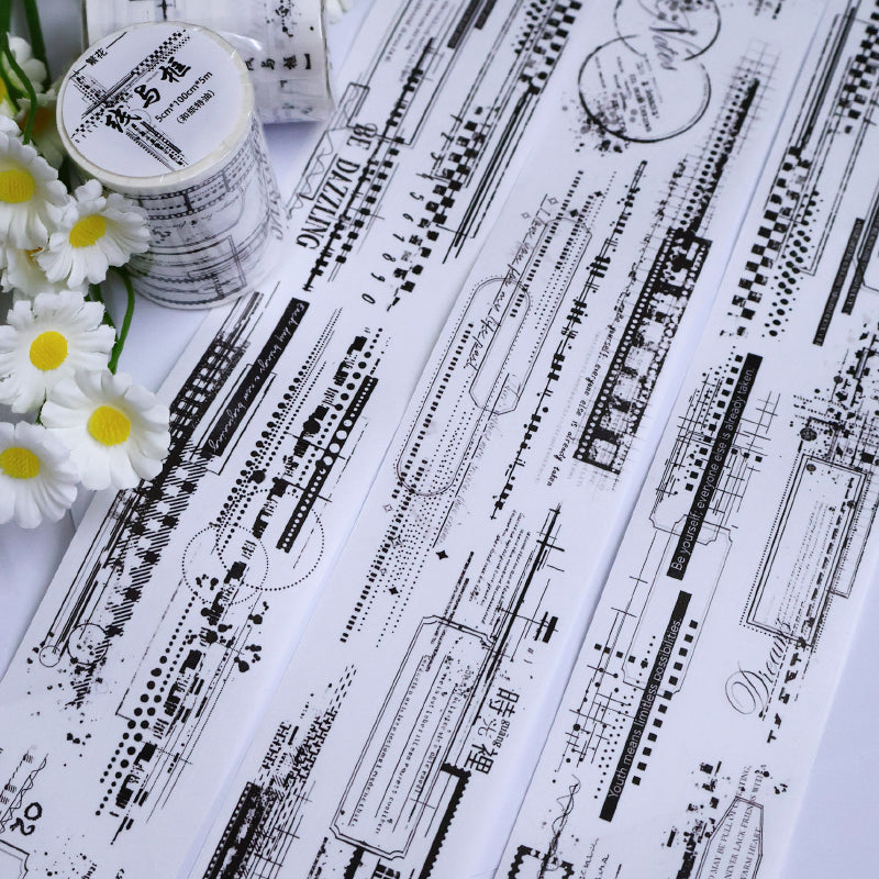 5cm*100cm Lines and frames Die Cutting Washi/PET Tape for journaling, scrapbooking and collage