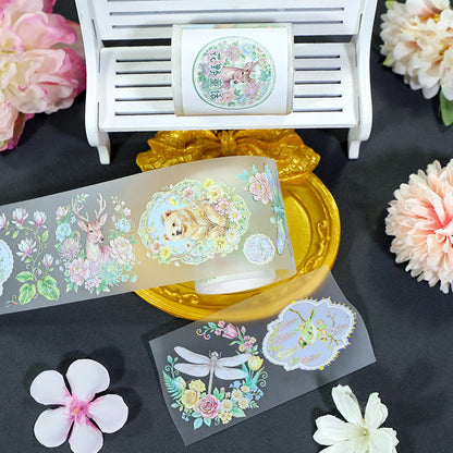 Flower Fields Fairy Tale Shell Silver Fog PET Tape