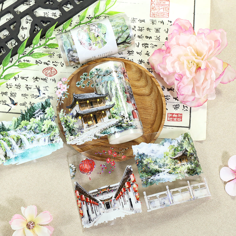 Landscapes Come To Life Shell Light PET Tape featuring light designs for journaling, scrapbooking and collage