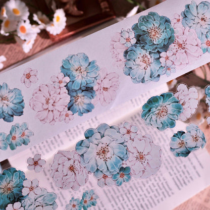 5.5cm*100cm Skinned snow flower Die Cutting Washi/PET Tape featuring flower, and snow designs for journaling, scrapbooking and collage