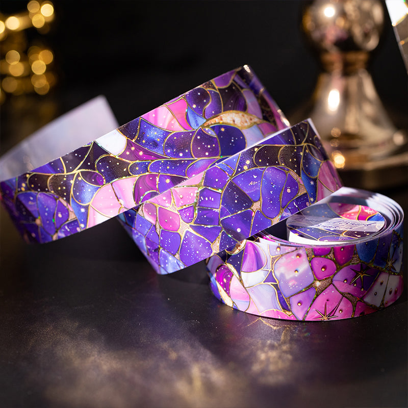 Colored Brick Fragment Series Gold Stamping PET Tape featuring old, gold, and red designs for journaling, scrapbooking and collage