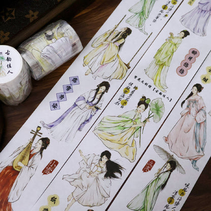 6.1cm*100cm Ancient Graceful Lady Die Cutting Washi/PET Tape for journaling, scrapbooking and collage