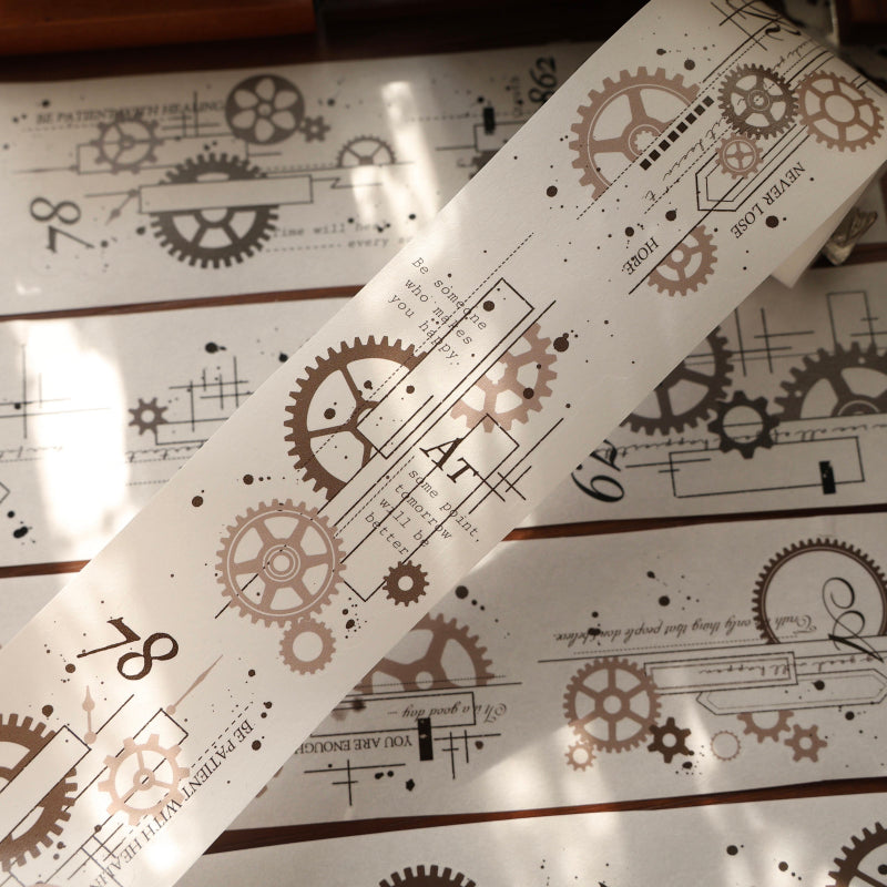 6cm*200cm Gear line pattern Die Cutting Washi/PET Tape for journaling, scrapbooking and collage