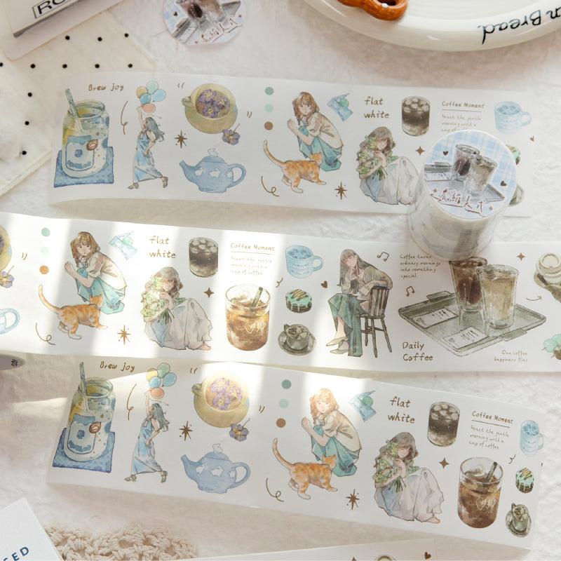 Coffee Daily Series Die Cutting Washi Tape for journaling, scrapbooking and collage