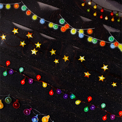 Colorful String Lights Series PET Tape featuring light, and color designs for journaling, scrapbooking and collage