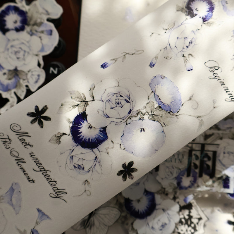 Blue Window flowers Die-Cutting Washi Tape - Sample 120cm