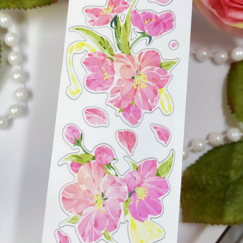 Whole Roll 5cm*5m Pine Ccented flower Washi/Self-adhesive/Shell Light PET Tape featuring flower, and light designs for journaling, scrapbooking and collage