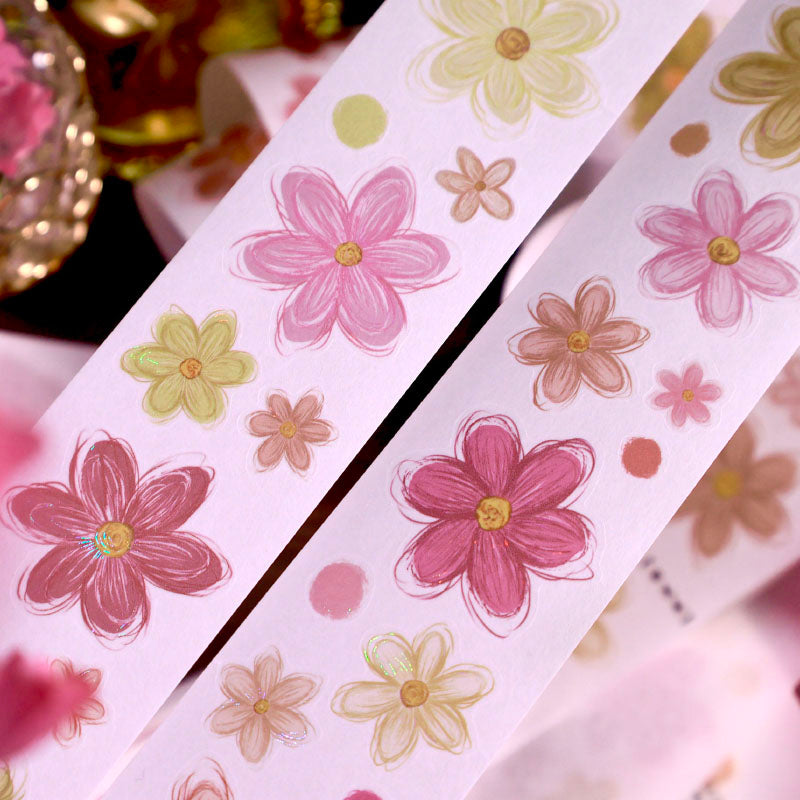 4cm*120cm Muffin Flower Die Cutting Shell Light Washi/PET Tape