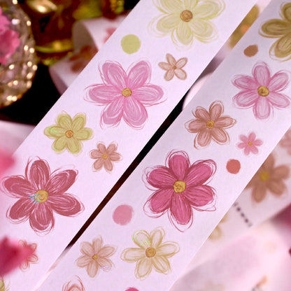 4cm*120cm Muffin Flower Die Cutting Shell Light Washi/PET Tape