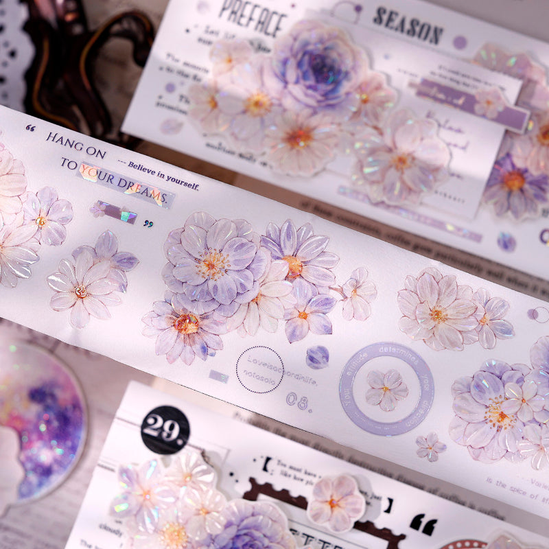 Softly Blooming Flower Die-Cutting Washi Tape - Whole Roll 5.5cm×5m