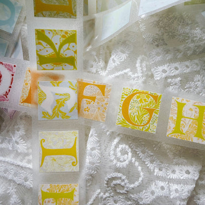 4cm*100cm Herbaceous Letters Die Cutting Washi/Fog PET/Flash Sand PET Tape