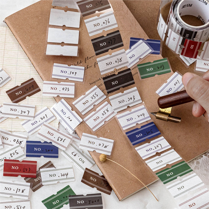 Label Element Series Die Cutting White Kraft Paper Tape featuring white designs for journaling, scrapbooking and collage