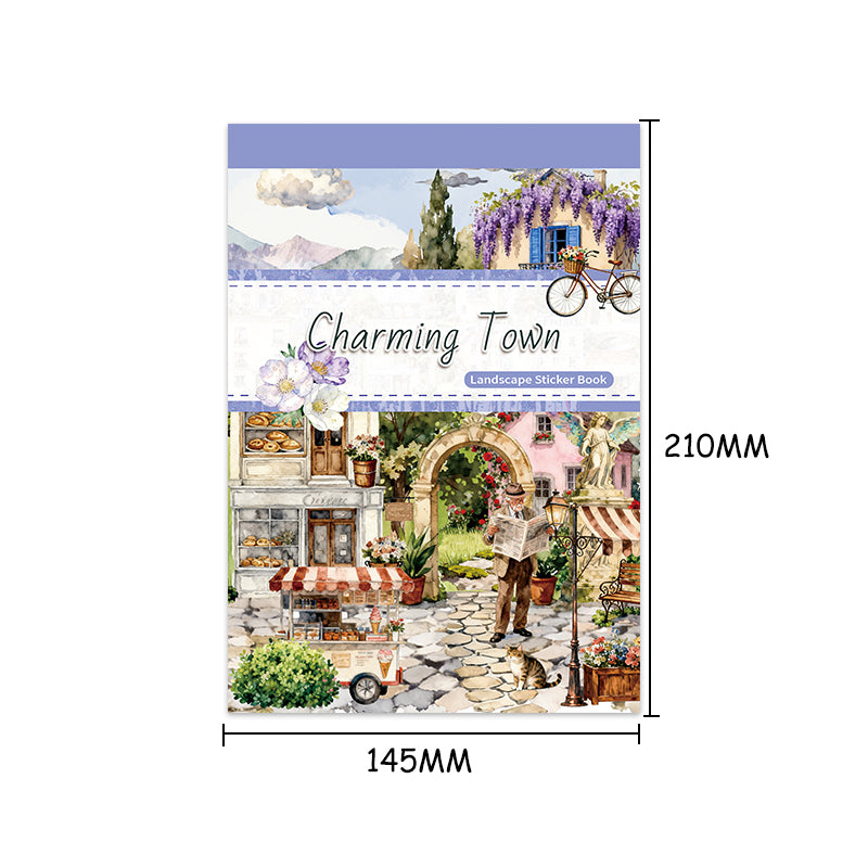 Charming Town Sticker Book featuring book designs for journaling, scrapbooking and collage