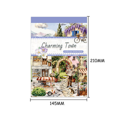 Charming Town Sticker Book featuring book designs for journaling, scrapbooking and collage
