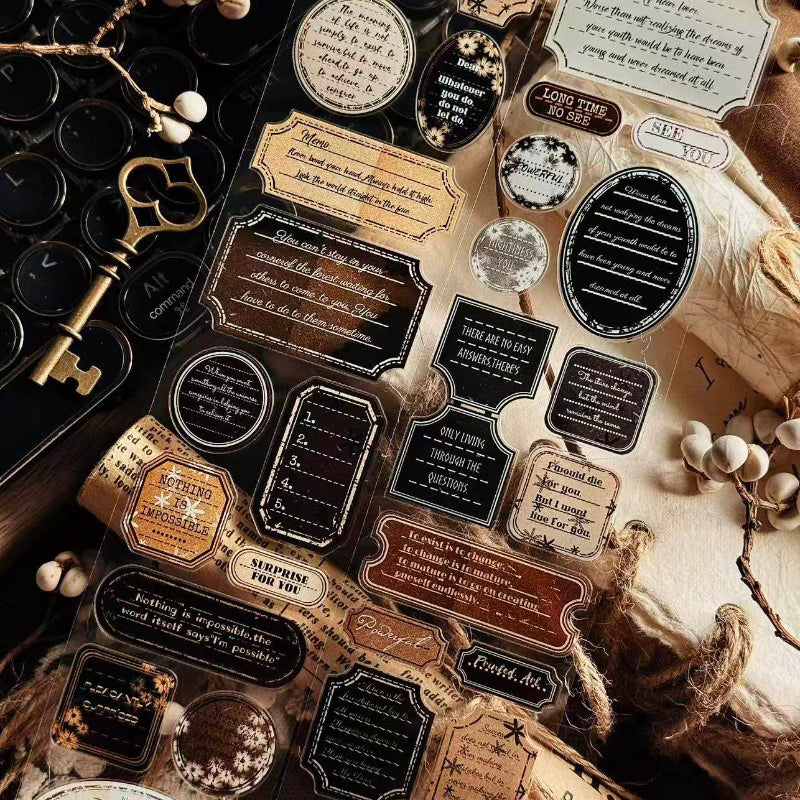 5cm*125cm Retro label Die Cutting PET Tape featuring retro designs for journaling, scrapbooking and collage
