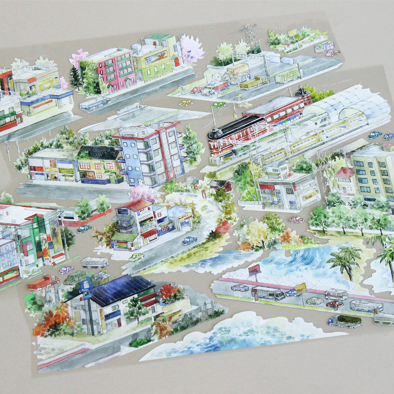 6cm*100cm Urban Scenery PET Tape for journaling, scrapbooking and collage